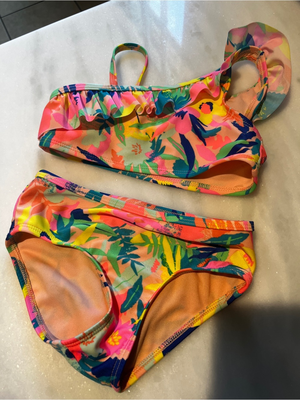 Girls 3T Tropical Floral Two-Piece Swimsuit - Bright Multi
